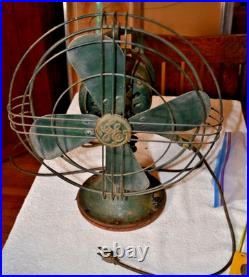 Antique Green Ge 75423 Electric Fan Metal 4 Blade Industrial Oscillating Fan