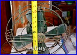 Antique Green Ge 75423 Electric Fan Metal 4 Blade Industrial Oscillating Fan