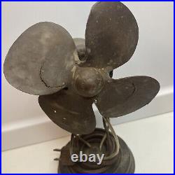 Antique Heinze Electric Co 115V Desk Fan Rubber Blade Sold As It 9 Tall