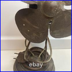 Antique Heinze Electric Co 115V Desk Fan Rubber Blade Sold As It 9 Tall