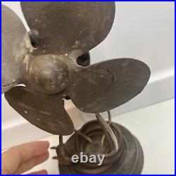 Antique Heinze Electric Co 115V Desk Fan Rubber Blade Sold As It 9 Tall