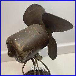 Antique Heinze Electric Co 115V Desk Fan Rubber Blade Sold As It 9 Tall