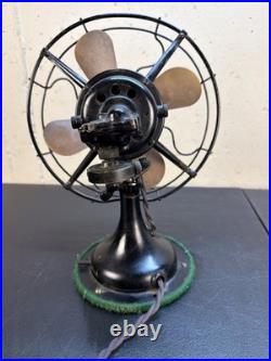 Antique Home Office Us Cast Iron Brass Blade Robbins Myers Oscillating Motor Fan