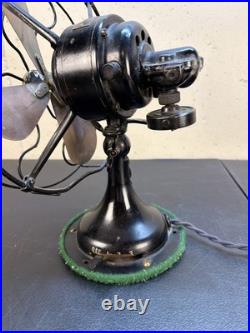 Antique Home Office Us Cast Iron Brass Blade Robbins Myers Oscillating Motor Fan