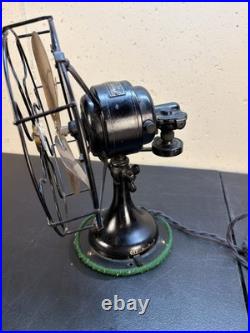 Antique Home Office Us Cast Iron Brass Blade Robbins Myers Oscillating Motor Fan