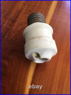 Antique Hubbell Electric Porcelain Screw In Electric Plug Early Brass Fan Part