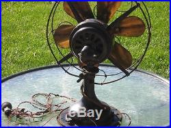 Antique Huge Robbins & Meyers Oscillating 6 Brass Blade Fan Art Deco Very Heavy