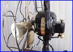 Antique Hunter Alternating Current Fan Motor 12 brass blade 3 speed (works)