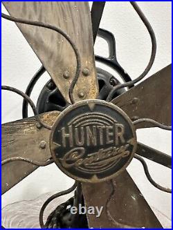 Antique Hunter Century Electric Oscillating Desk Fan Brass Blades Working 1900's