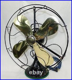Antique Hunter/GE Fan. Solid Brass Blades, Cast Iron, Just Reworked. Early 1920s