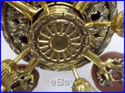 Antique Hunter Medallion Brass Ceiling Fan/light