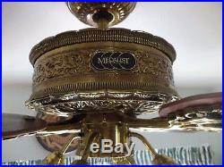 Antique Hunter Medallion Brass Ceiling Fan/light