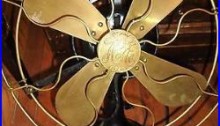 Antique Hunter Model 128345 Electric Fan with Brass Blades & Guard plus Supports