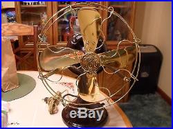 Antique Hunter brass blade brass cage big motor yoke electric fan Restored LOOK