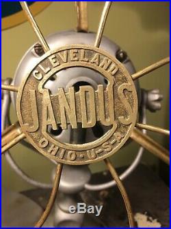 Antique JANDUS AC ELECTRIC FAN 16 BRASS CAGE BLADES Ready For Paint! Rare! Look