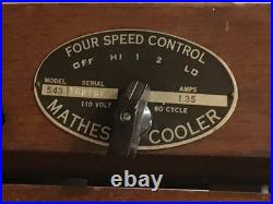 Antique MATHES COOLER wood box Fan 4 Speed Control Model 543 Working