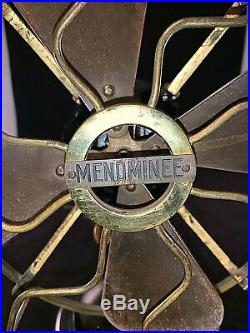 Antique MENOMINEE 8 Brass Blade and Cage Table Fan