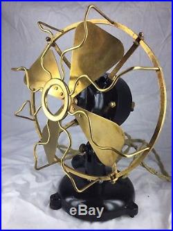 Antique Menominee Tab Base Brass Blade Electric Fan