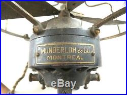 Antique Menominee Tab Base Brass Blade Electric Fan Untouched, original
