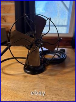 Antique Miniature Polar Club 4 Brass Blade Fan, New Haven, CN, Works Great