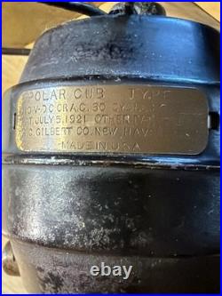 Antique Miniature Polar Club 4 Brass Blade Fan, New Haven, CN, Works Great