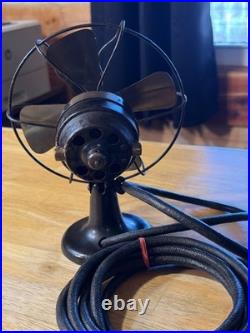 Antique Miniature Polar Club 4 Brass Blade Fan, New Haven, CN, Works Great