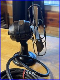 Antique Miniature Polar Club 4 Brass Blade Fan, New Haven, CN, Works Great