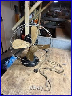 Antique Old Rare AUU 34017 Fairbanks Morse GE General Electric Brass Fan 12 USA