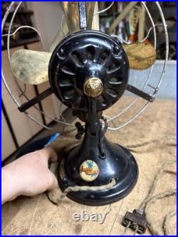 Antique Old Rare AUU 34017 Fairbanks Morse GE General Electric Brass Fan 12 USA