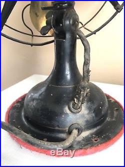Antique Old Vtg Robbins & Myers Brass 4 Blade 12 Oscilating Electric Fan