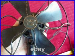 Antique POLAR CUB (Rare) Miniature Table Fan 3 Black Blades 6.5 Cage works
