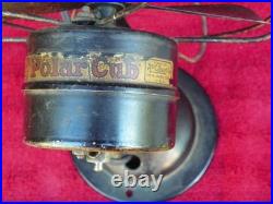Antique POLAR CUB (Rare) Miniature Table Fan 3 Black Blades 6.5 Cage works