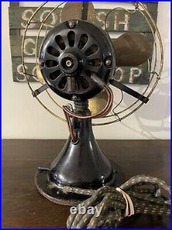 Antique Peerless Electric Fan 12 Brass Blades & Cage 3-Speed Works