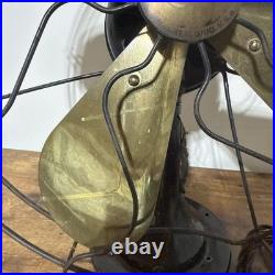 Antique Peerless Electric Fan 16 Brass Blade 3-Speed Oscillating Model 340816