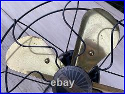 Antique Peerless Oscillating Fan 12 Brass Blade 3Spd Works Great Type No 230626