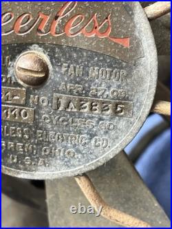 Antique Peerless Table Fan 9 Brass Blade Type P1