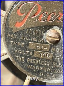 Antique Peerless Table Fan 9 Brass Blade Type P1
