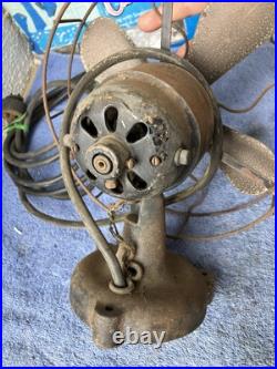 Antique Peerless Table Fan 9 Brass Blade Type P1