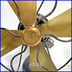 Antique Polar Cub 4 Brass Blade & Cast Iron Table Desk Fan Wavy Cage