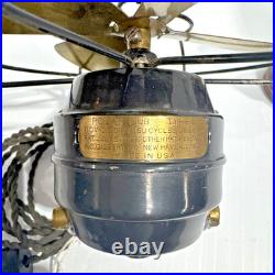 Antique Polar Cub 4 Brass Blade & Cast Iron Table Desk Fan Wavy Cage