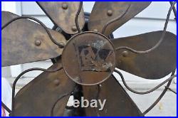 Antique ROBBINS & MYERS No. 2104 Alternating Current 6 Blade Brass Fan