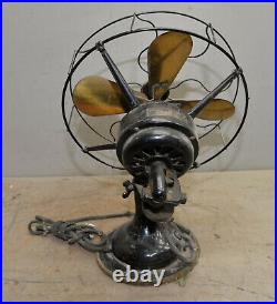 Antique R & M 3804 Robbins & Myers 4 blade brass desk fan 3 speed collectible