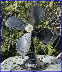 Antique R&M Electric Fan 4 Blades Cage Robbins & Myers Oscillating Tested Works