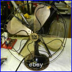 Antique R&M Electric Fan 4 Brass Blades Robbins & Myers Oscillating, RUNS GOOD