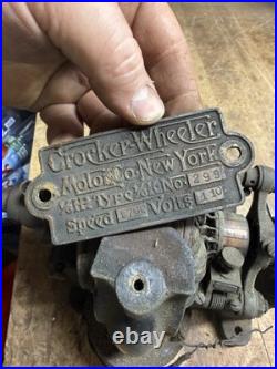 Antique Rare 1890s Crocker Wheeler No 299 Electric Bipolar DC Utility Fan Motor