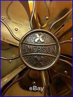 Antique Restored EMERSON 7 6 Blade Oscillating Fan withALL BRASS Blades/Cage