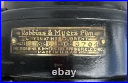Antique Robbins & Myers 12 3 Speed Electric Fan 3704 Brass Blades Stunning