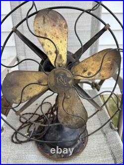 Antique Robbins & Myers 13 Three-Speed Fan 2410 Brass Blades Working Condition