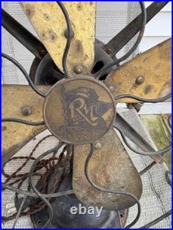 Antique Robbins & Myers 13 Three-Speed Fan 2410 Brass Blades Working Condition