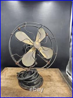 Antique Robbins & Myers 3 Speed Ohio Oscillating Fan Brass Blades 3100 AC-DC